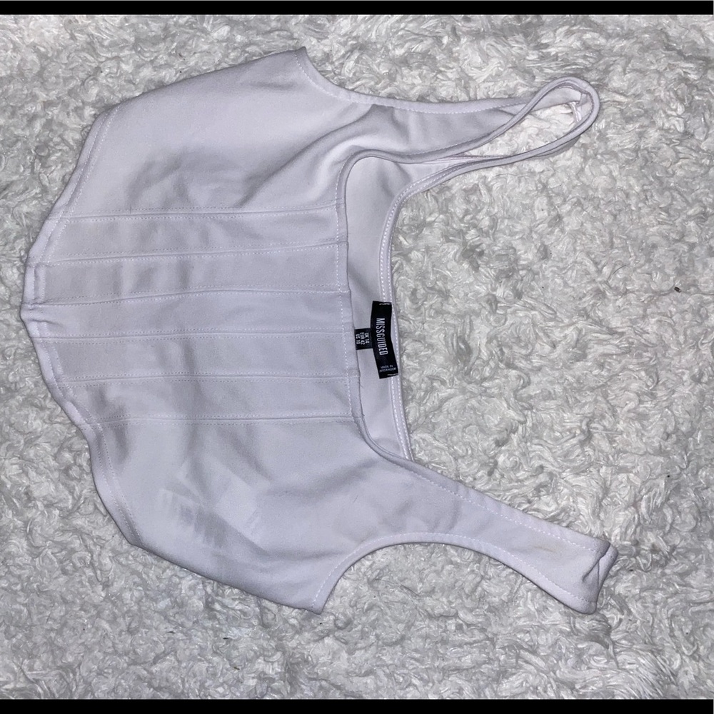 White bustier crop top
